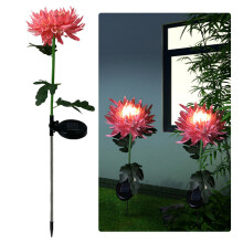 (Pink) 1PC LED Solar Power Chrysanthemum Shape Landscape Lights Outdoor Garden Lawn Path Lamp Courtyard Ornament