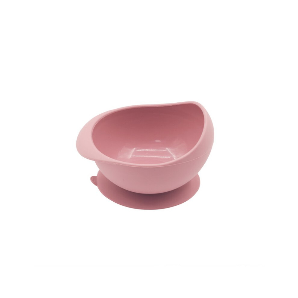(Rose) Children's Silicone Oval Silicone Suction Bowl Toddler Utensils Self Feeding Training Silicone Cutlery Green/Brown/Gray