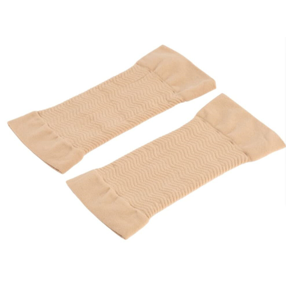 (skin tone) 1 Pair Soft Upper Arm Slimming Compression Shaper Sleeve Body Shaping Belt