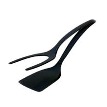 (Black) 2-in-1 Amazing Pliers Tongs with Handle & Flip Spatula for Pancakes & Fried Eggs
