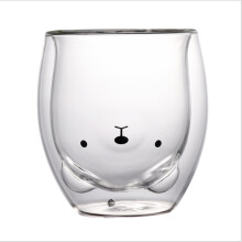 (Bear cup 1) Double-Layer Glass Cup Innovative Cute Cartoon Bear Shape Coffee Milk Mug