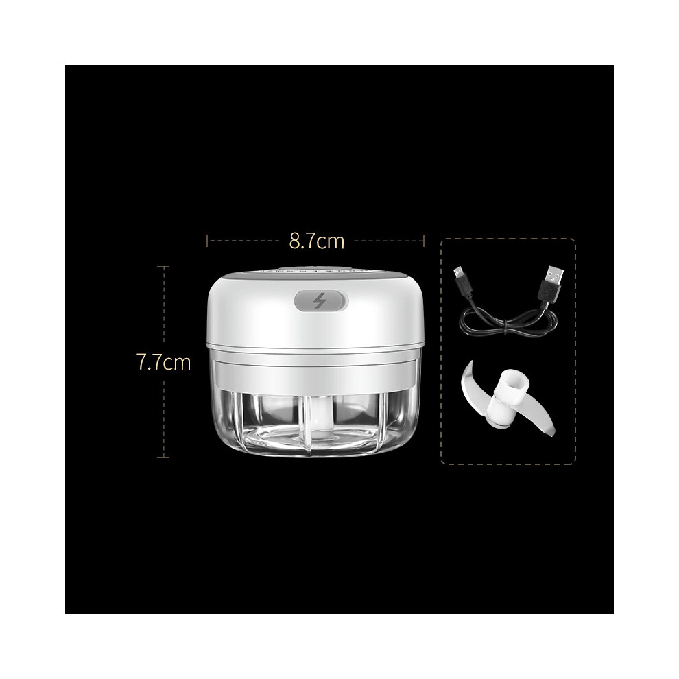 (White/100ml) Mini Electric Garlic Mill Grinder Chopper Masher Vegetable Cutter Processor Crusher