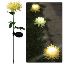 (Yellow) 1PC LED Solar Power Chrysanthemum Shape Landscape Lights Outdoor Garden Lawn Path Lamp Courtyard Ornament