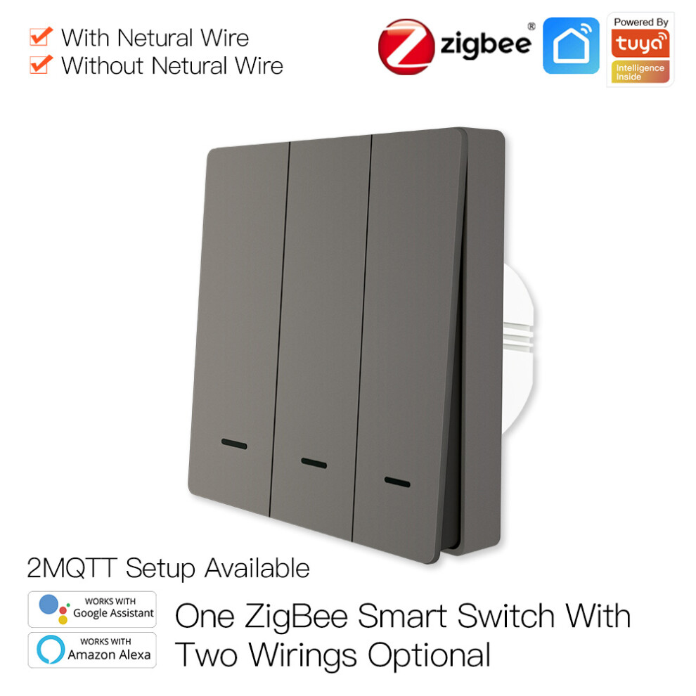(??É«3Â·) Zigbee Smart Key Switch Mobile App Control Zigbee Graffiti Smart Switch Panel Single Zero Fire 320997800811