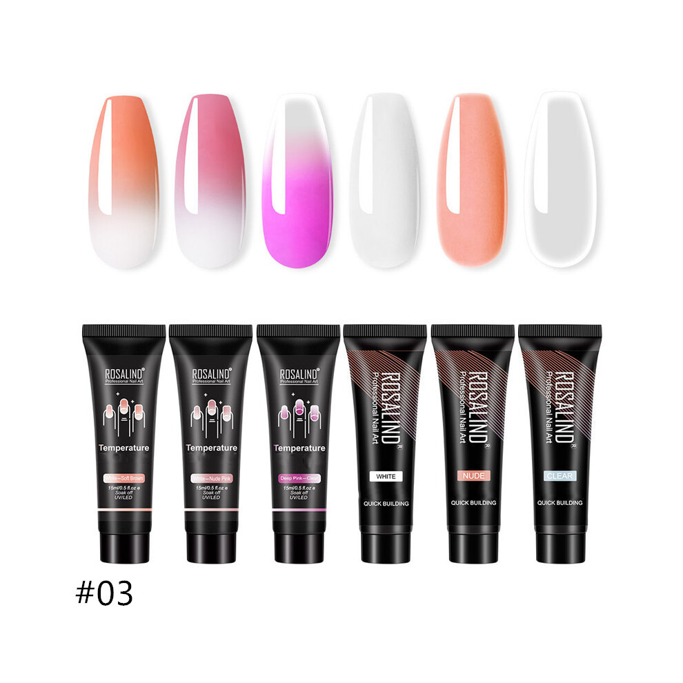 (#03) ROSALIND Glitter Poly Nail Gel Polish Set For Nail Art Extension Builder Manicure