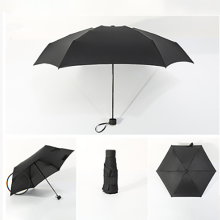 (black) Fashion Mini Pocket Folding Umbrella Anti-UV Sun Protection Parasol Windproof