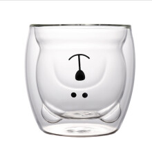 (Bear cup 3) Double-Layer Glass Cup Innovative Cute Cartoon Bear Shape Coffee Milk Mug