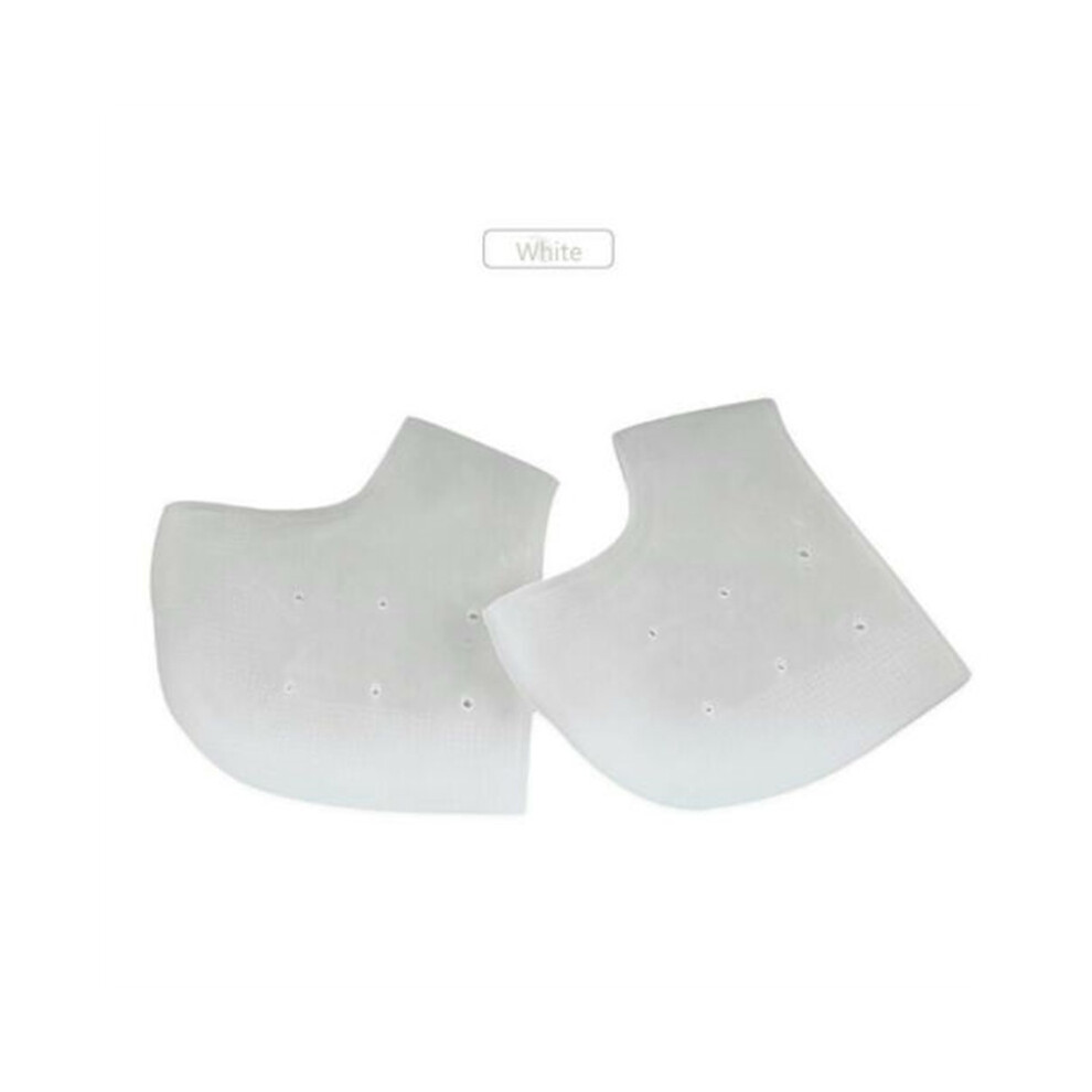 White (White) 2Pcs Silicone Gel Elastic Heel Socks Cracked Foot Moisturizing Skin Care
