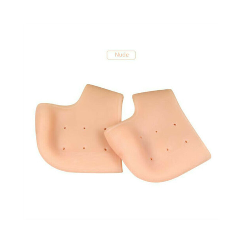 (color) 2pcs Silicone Gel Elastic Heel Socks Cracked Foot Moisturizing Skin Care