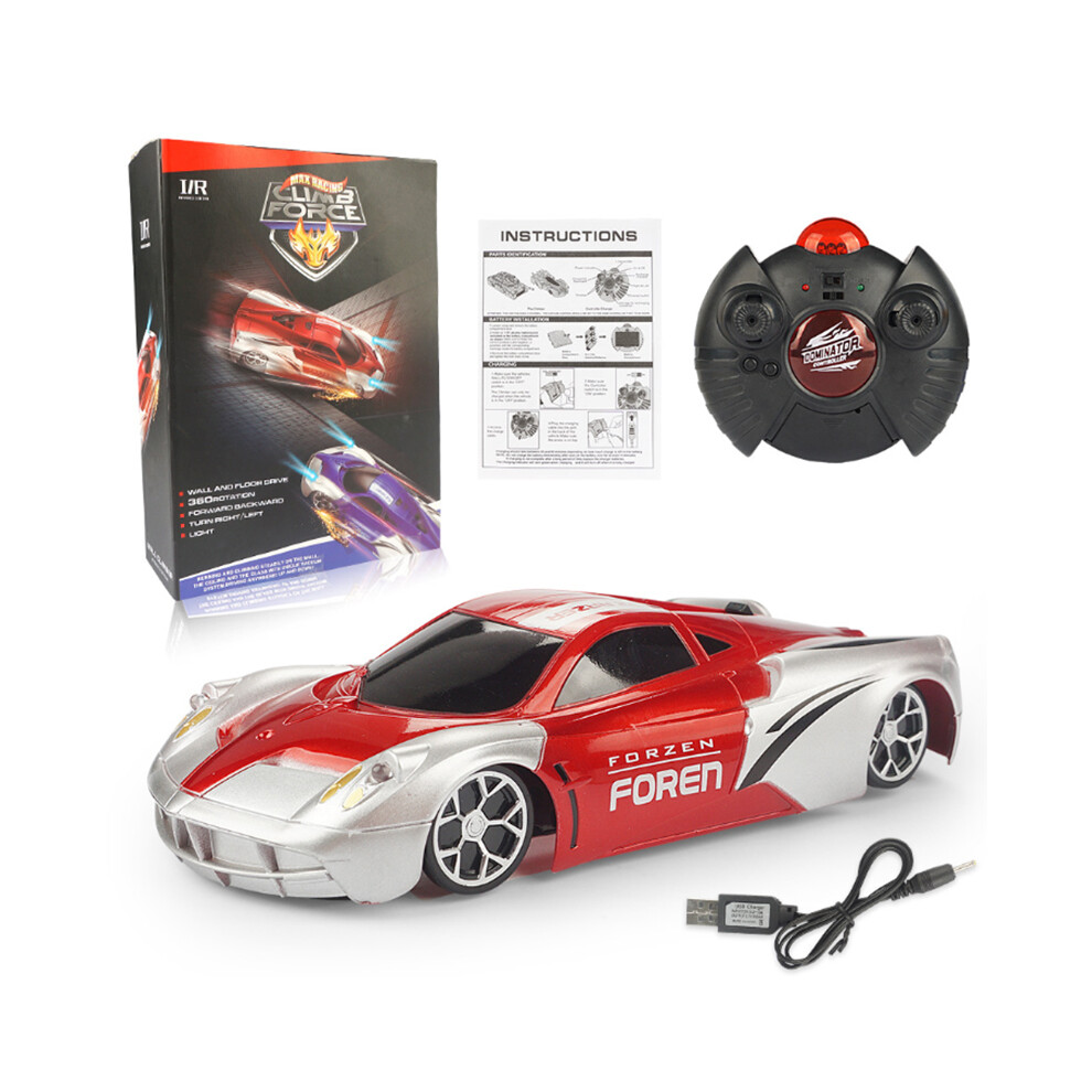 (Red) Remote Control Stunt Car Toys Rechargeable Wall Climbing Dual Mode 360?? Rotation Red 320997812012