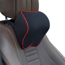 (Black+red) Car Headrest Pillow Memory Foam Head Support Cushion Neck Protector Accessories