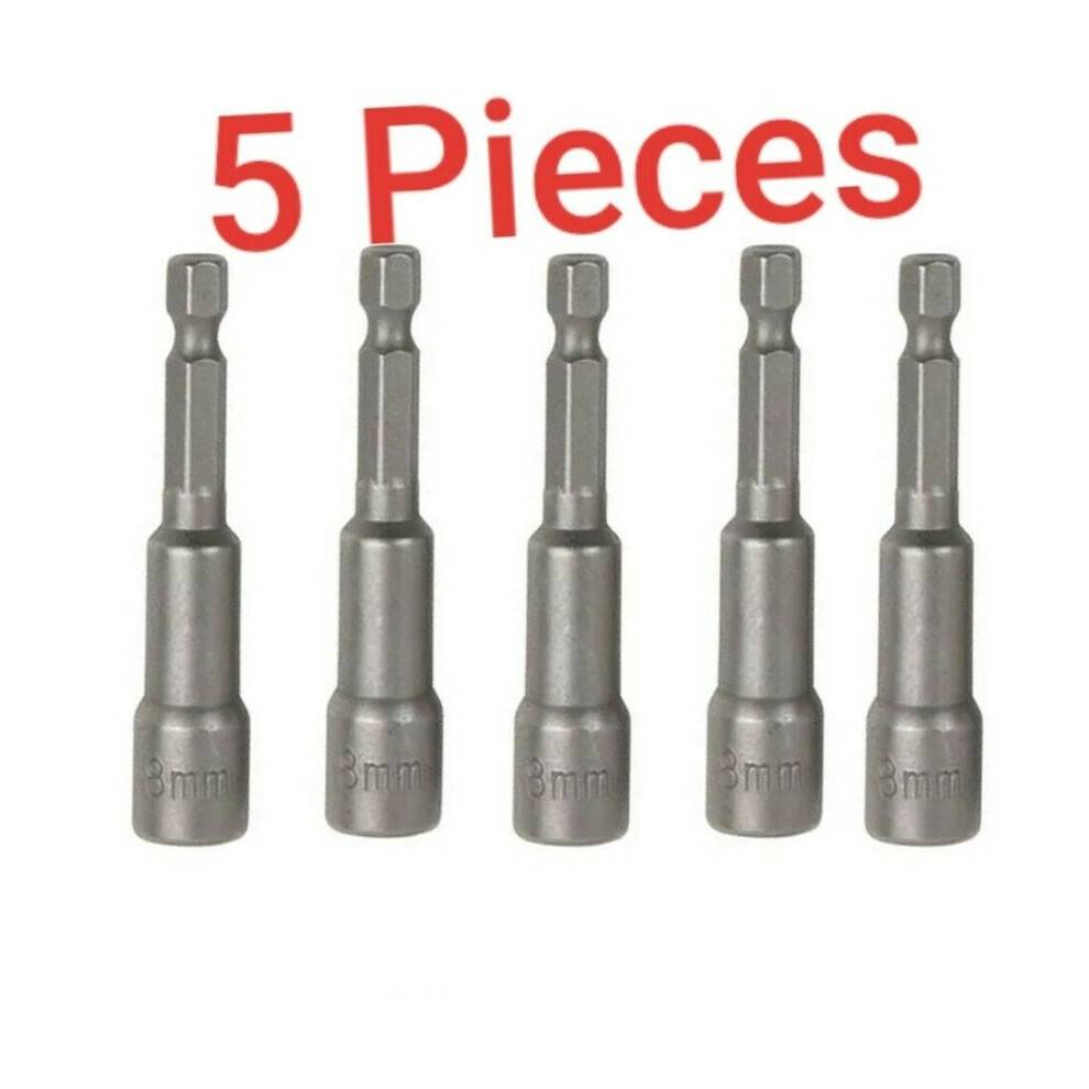 New 5Pcs 8 Mm Magnetic Tech Screw Driver Tek Bit Drill Nut Setter Roofing Cladding 320997817109