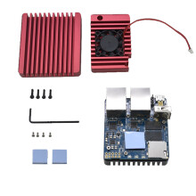 (red) Durable Metal Case Cooling Shell Housing with Motherboard For NanoPi R2S Router
