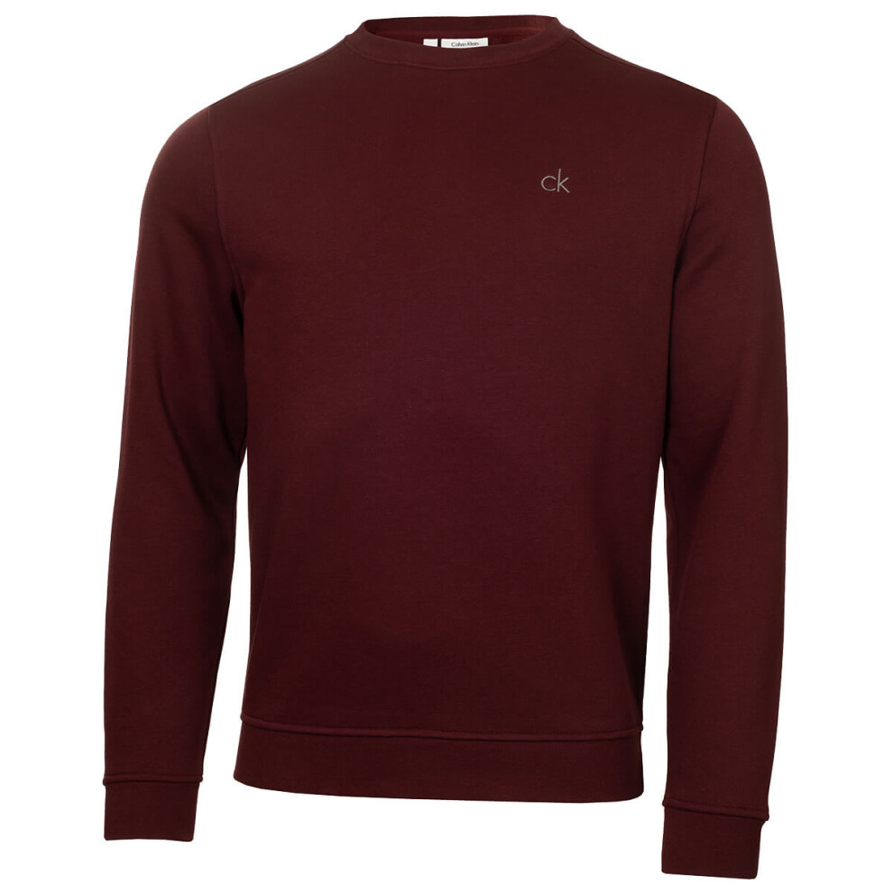 Calvin Klein (M, Burgundy) Mens Planet Luxury Sustainable Performance Crew Sweater Red