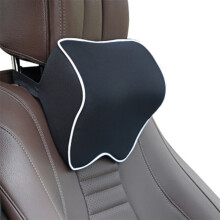 (Black+white) Car Headrest Pillow Memory Foam Head Support Cushion Neck Protector Accessories