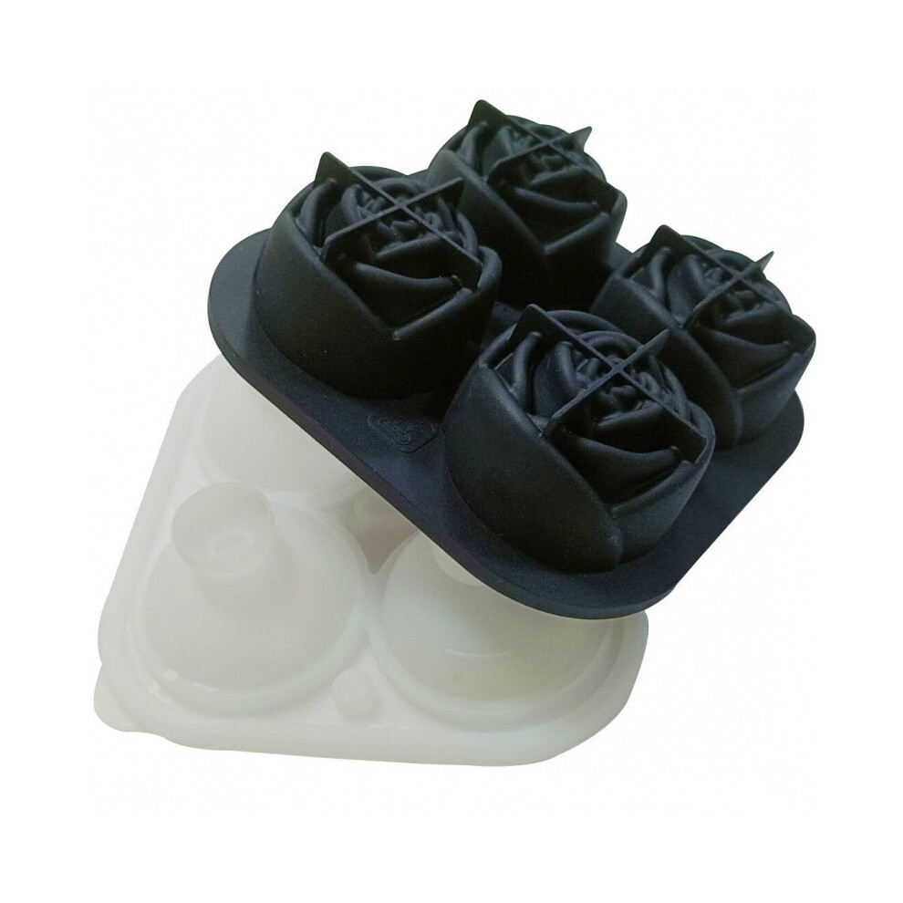 (Black rose) Maker Round Sphere Tray Mold Cube Whiskey Ball Silicone