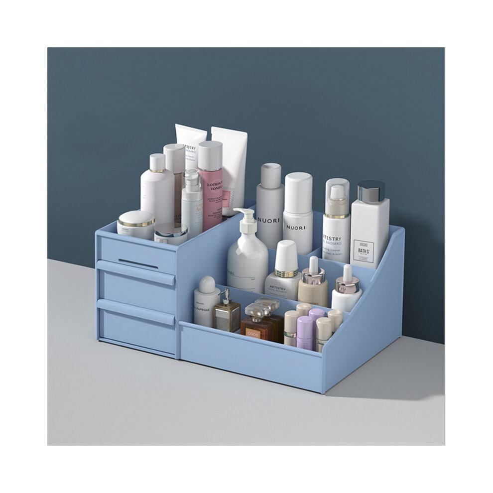 (Blue) Drawer Type Cosmetic Storage Box Desktop Multi-Layer Rack Multi-Compartment Organzier Blue 320997825999