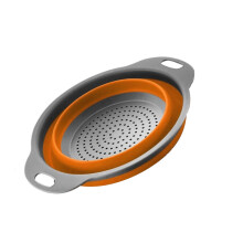 (Orange, Large) Foldable Drain Basket Colander Fruit Vegetable Washing Basket Strainer Collapsible Drainer With Handle Kitchen Storage Tools