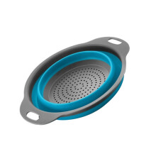 (Blue, Small) Foldable Drain Basket Colander Fruit Vegetable Washing Basket Strainer Collapsible Drainer With Handle Kitchen Storage Tools