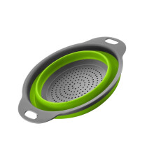 (Green, Large) Foldable Drain Basket Colander Fruit Vegetable Washing Basket Strainer Collapsible Drainer With Handle Kitchen Storage Tools