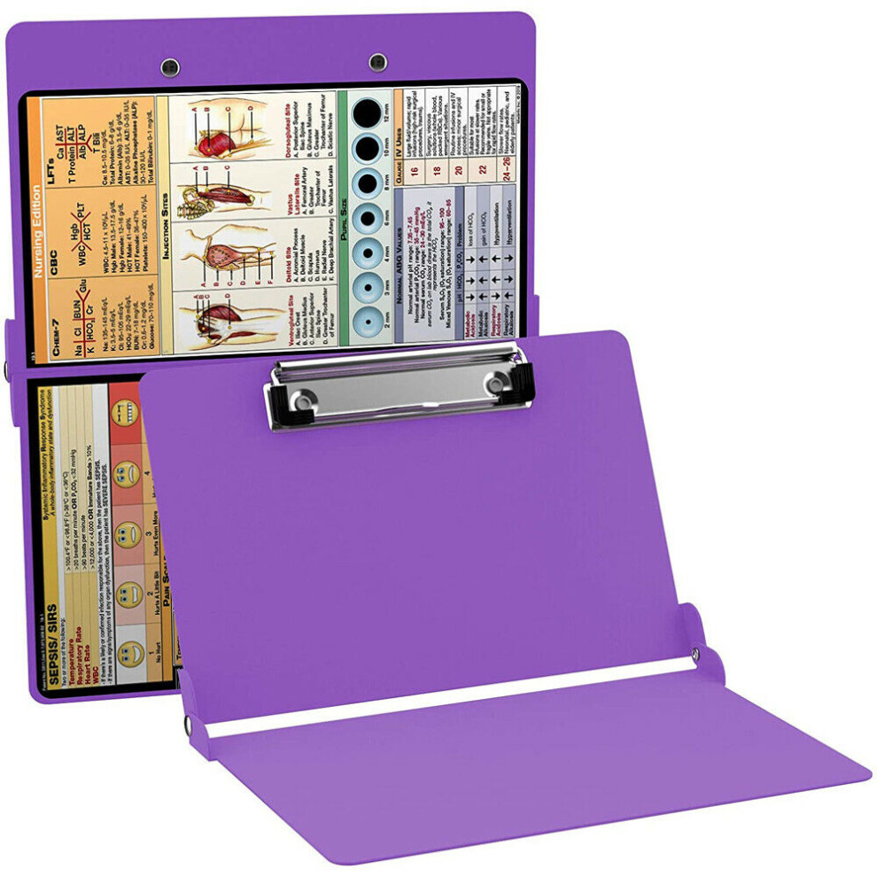 (Purple) Clipboard Nursing Edition Folding Nursing Clipboard A4 File Organizer Stationery Purple