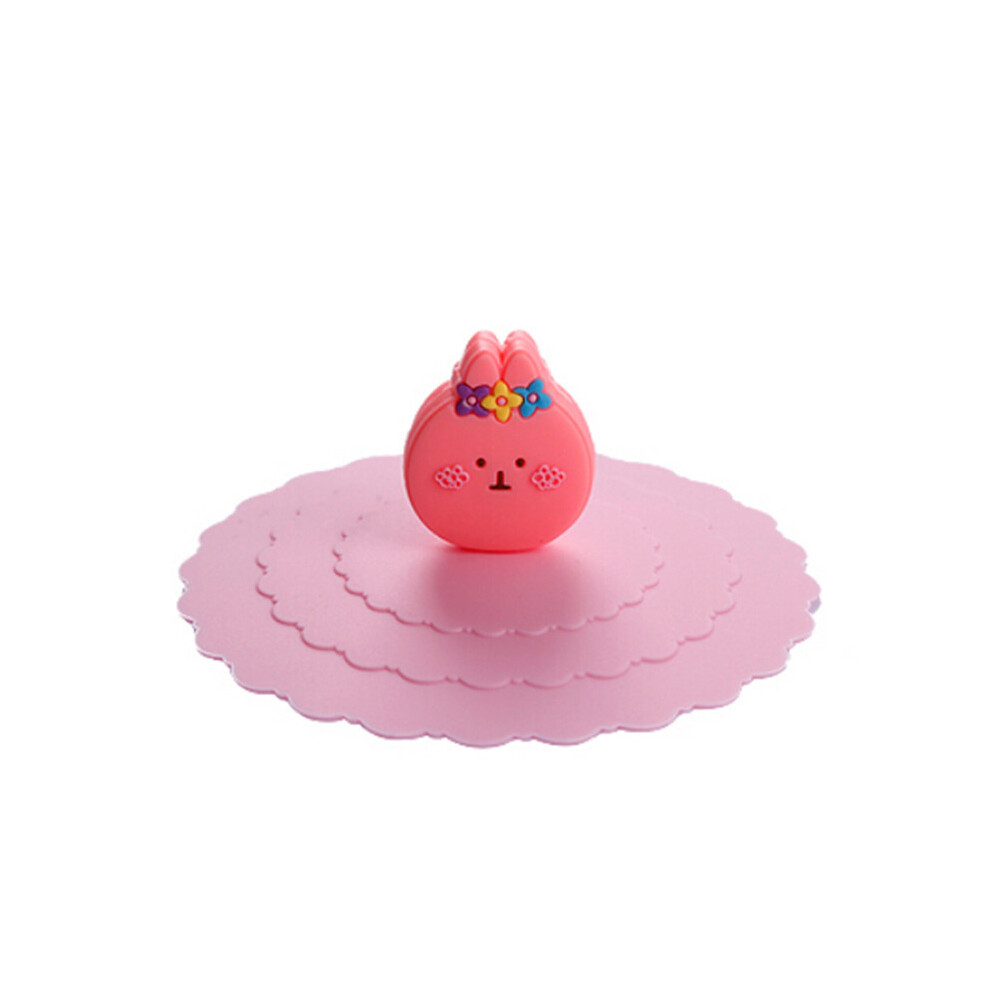 (Rabbit) Cute Cartoon Anti-Dust Silicone Tea Coffee Cup Covers Mug Lids for Hot Cold Beverages