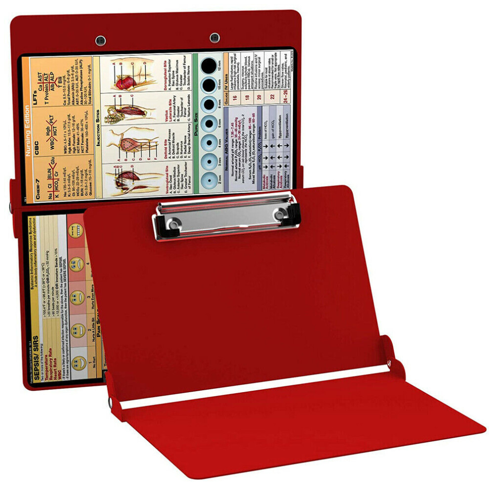 (Red) Clipboard Nursing Edition Folding Nursing Clipboard A4 File Organizer Stationery Red