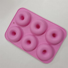 (Pink) 6 Company Donut Molds Silicone Baking Pan Cake Non-Stick Baking Donut Maker