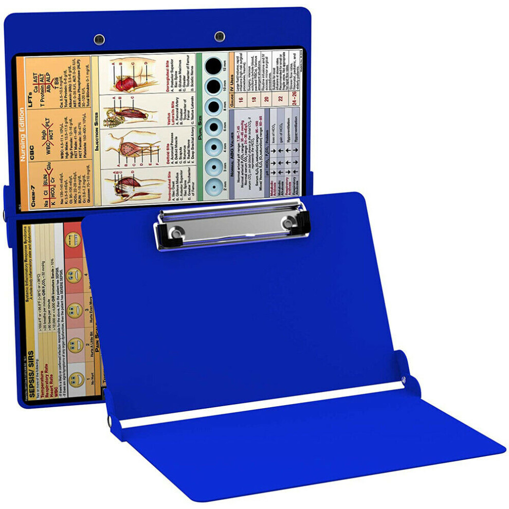 ( Blue) Clipboard Nursing Edition Folding Nursing Clipboard A4 File Organizer Stationery Dark/Blue