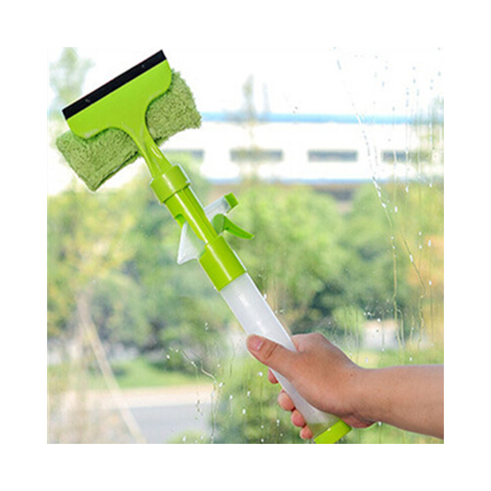 (Green) All-In-One Water Spraying Glass Cleaner, Scraper & Wiper For Window Cleaning 113121554670