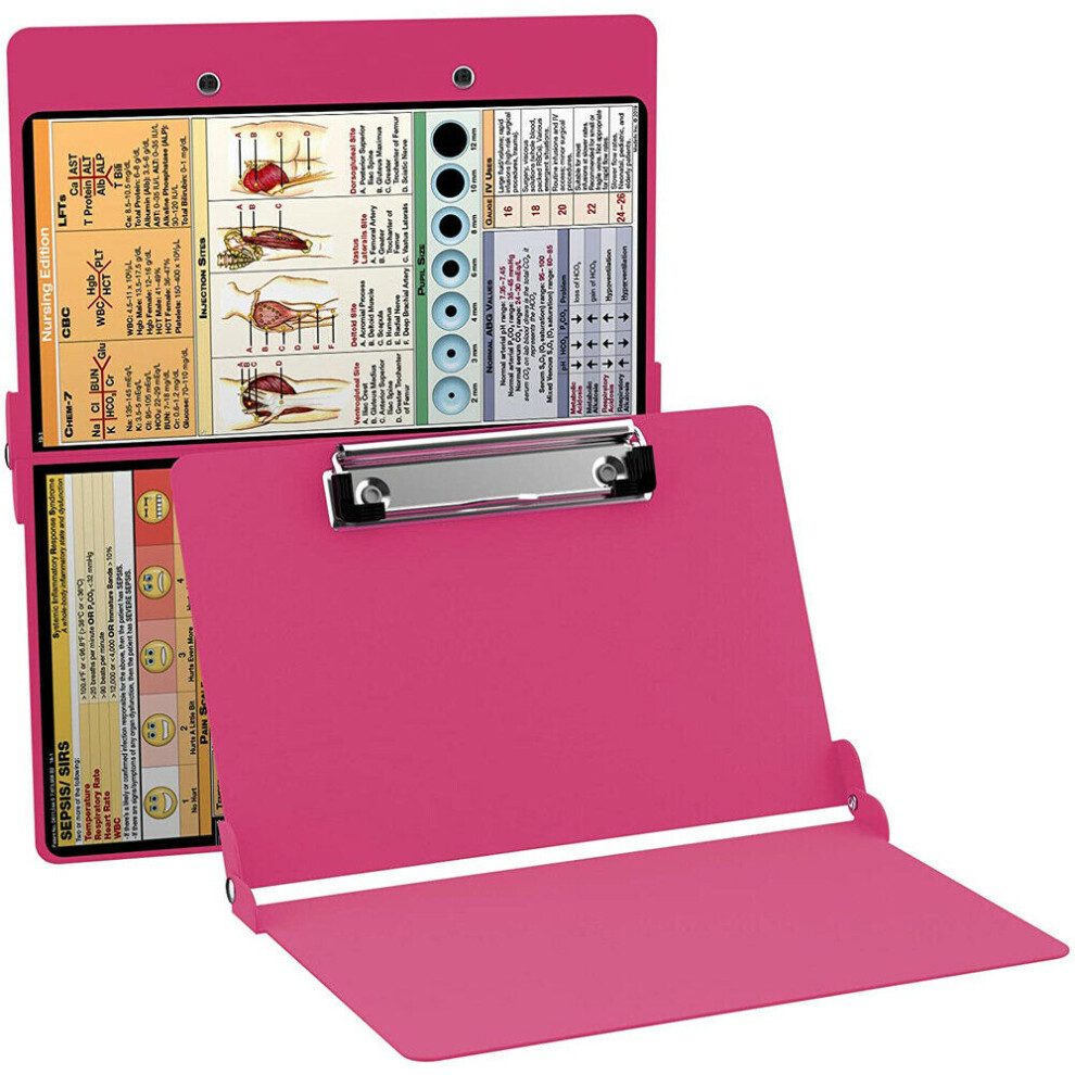 (Pink) Clipboard Nursing Edition Folding Nursing Clipboard A4 File Organizer Stationery Pink