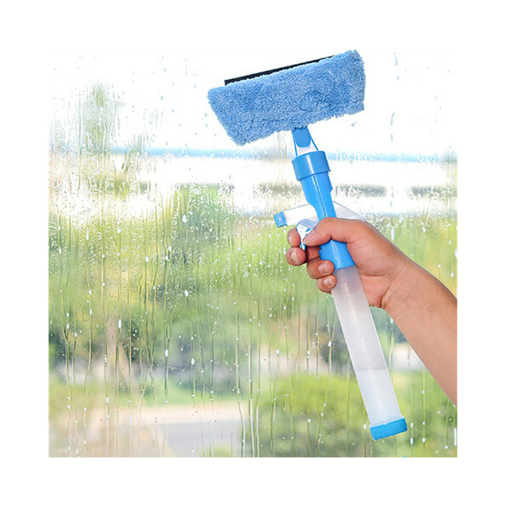 (Blue) All-In-One Water Spraying Glass Cleaner, Scraper & Wiper For Window Cleaning 113121554687