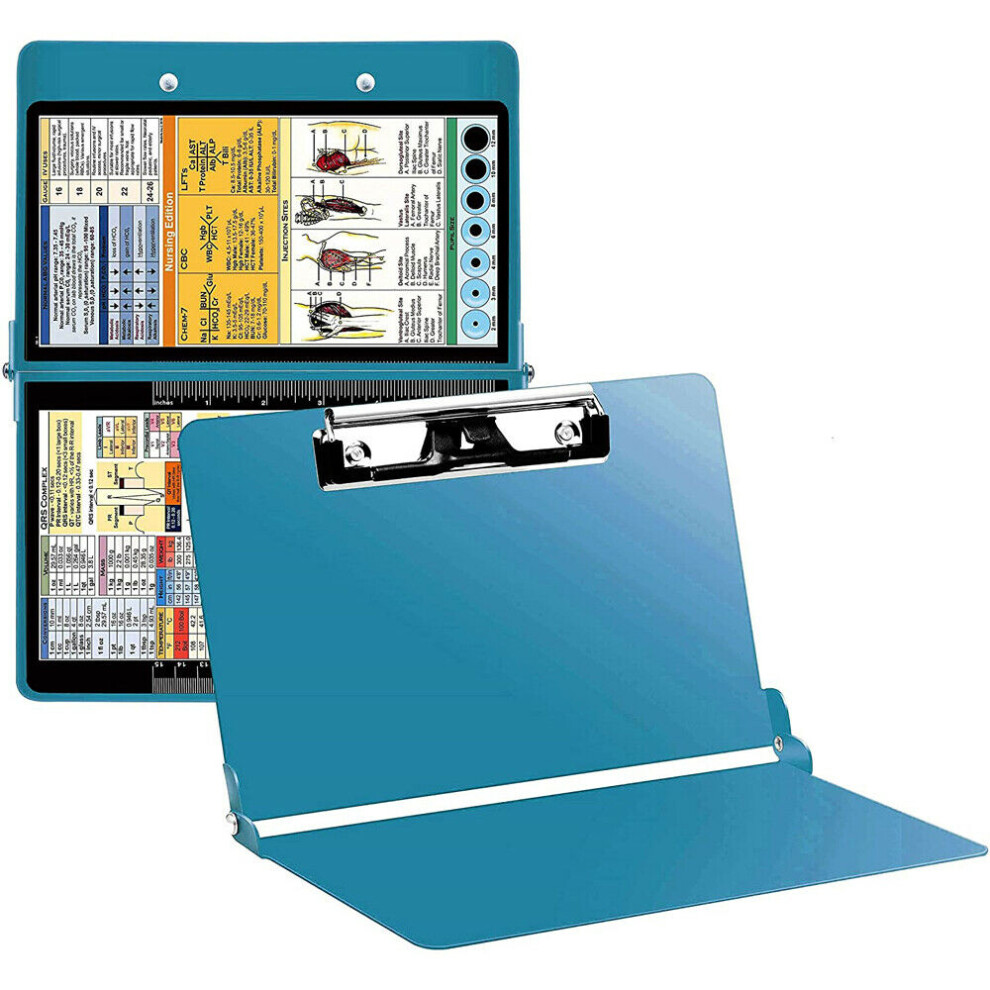 ( Blue) Clipboard Nursing Edition Folding Nursing Clipboard A4 File Organizer Stationery Light/Blue