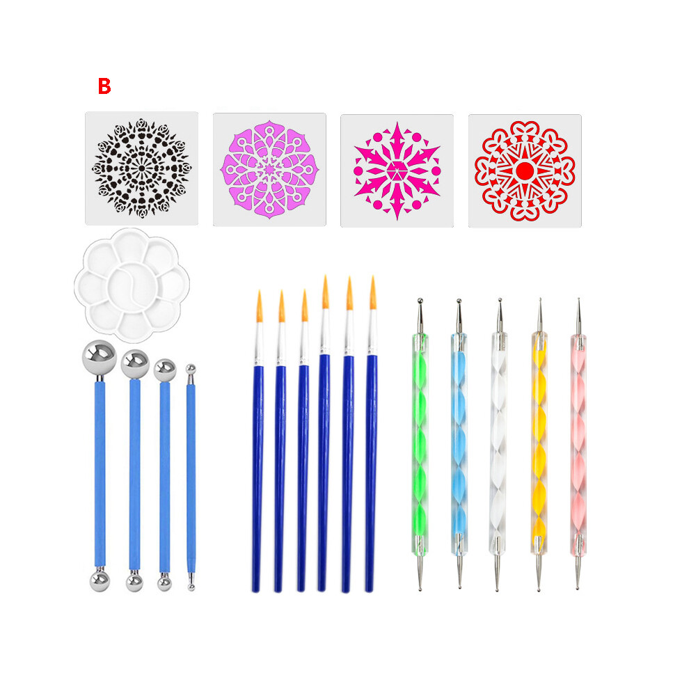 (B) 20Pcs Mandala Dotting Tools For Rock Painting Pen Kit Dot Art Drawing Stencil 320997842071