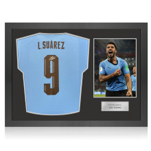 Luis Suarez Signed Uruguay 2024-25 Football Shirt. Icon Frame