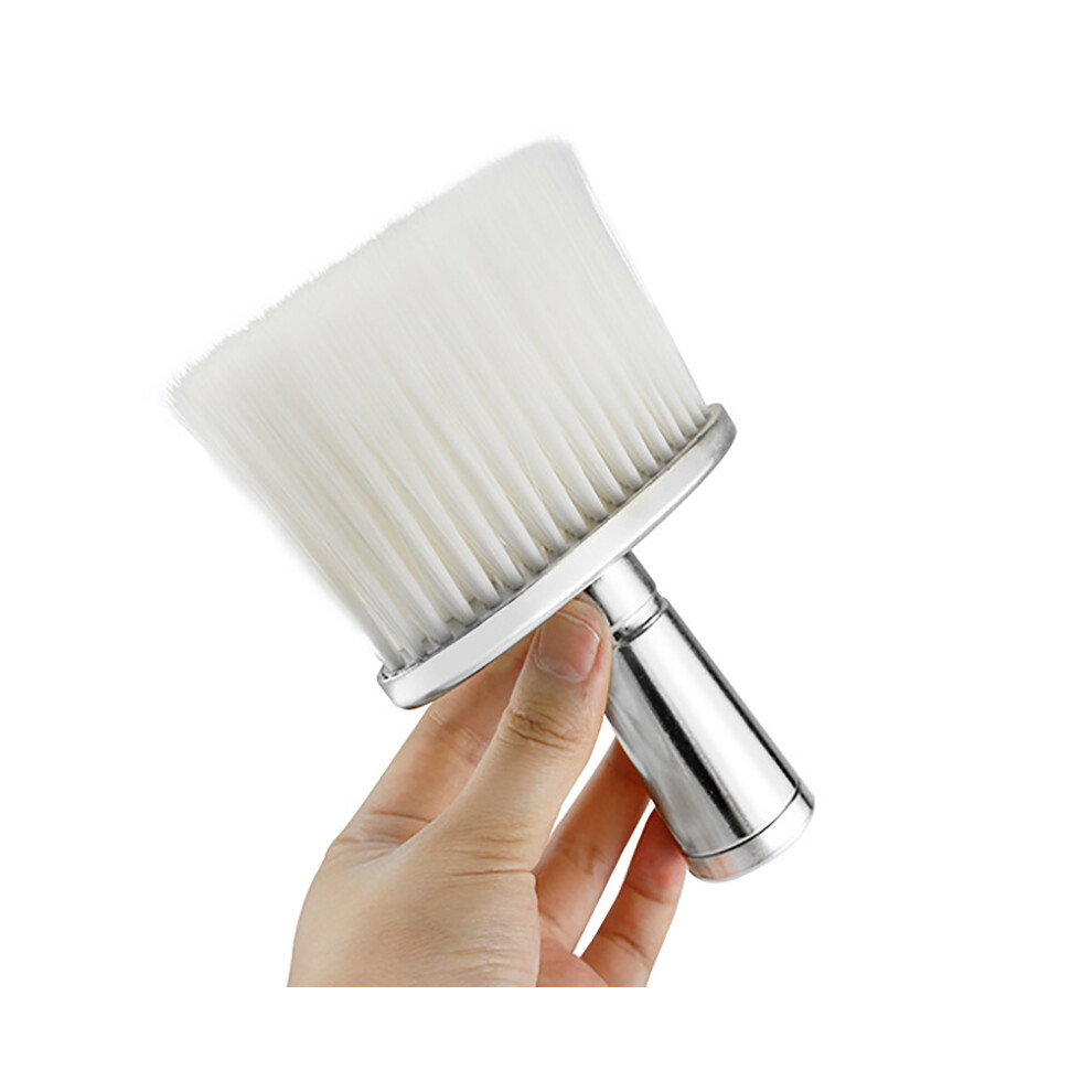 (Silver) Barber Cleaning Hairbrush Hair Sweep Brush Hairdressing Neck Face Duster Tool