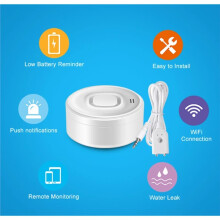 2pcs Tuya WiFi Water Leak Detector 100DB Dual Water Flood Sensor APP Remote Monitoring Flood Overflow Security