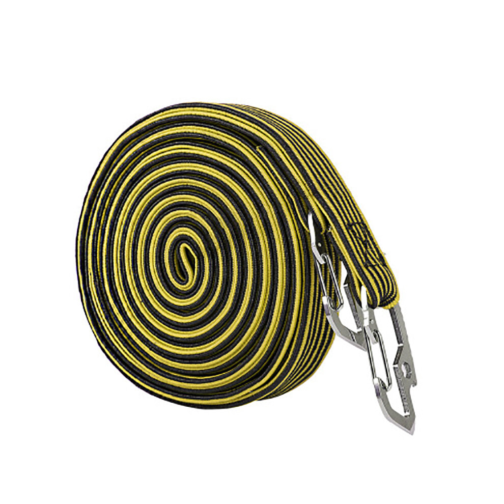 (Yellow) 4M Durable Bungee Cord Elastic Luggage Straps Rope Hooks Stretch Ties Car Bike Yellow 320997842422