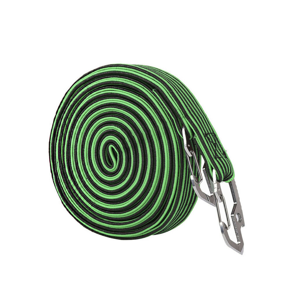 (Green) 4M Durable Bungee Cord Elastic Luggage Straps Rope Hooks Stretch Ties Car Bike Green 320997842415