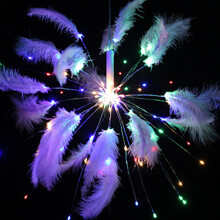 (color) DIY LED Feather Copper Line Fireworks Lamp Room Decoration Starburst Light String