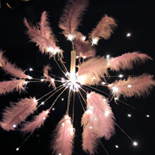 (White) DIY LED Feather Copper Line Fireworks Lamp Room Decoration Starburst Light String