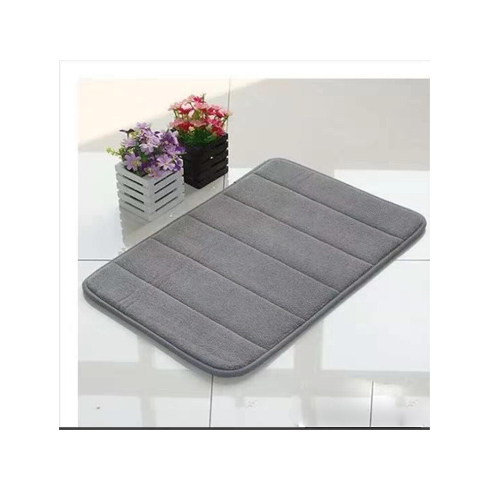 (grey) Luxury Coral Fleece Bath Mat - Non-Slip, Water-Absorbent, Memory Foam, Washable Toilet Floor Rug