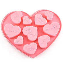 (Pink Chocolate Mould) New chocolate mold baking silicone heart shaped chocolate English creative DIY baking molds