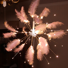 (Warm White) DIY LED Feather Copper Line Fireworks Lamp Room Decoration Starburst Light String