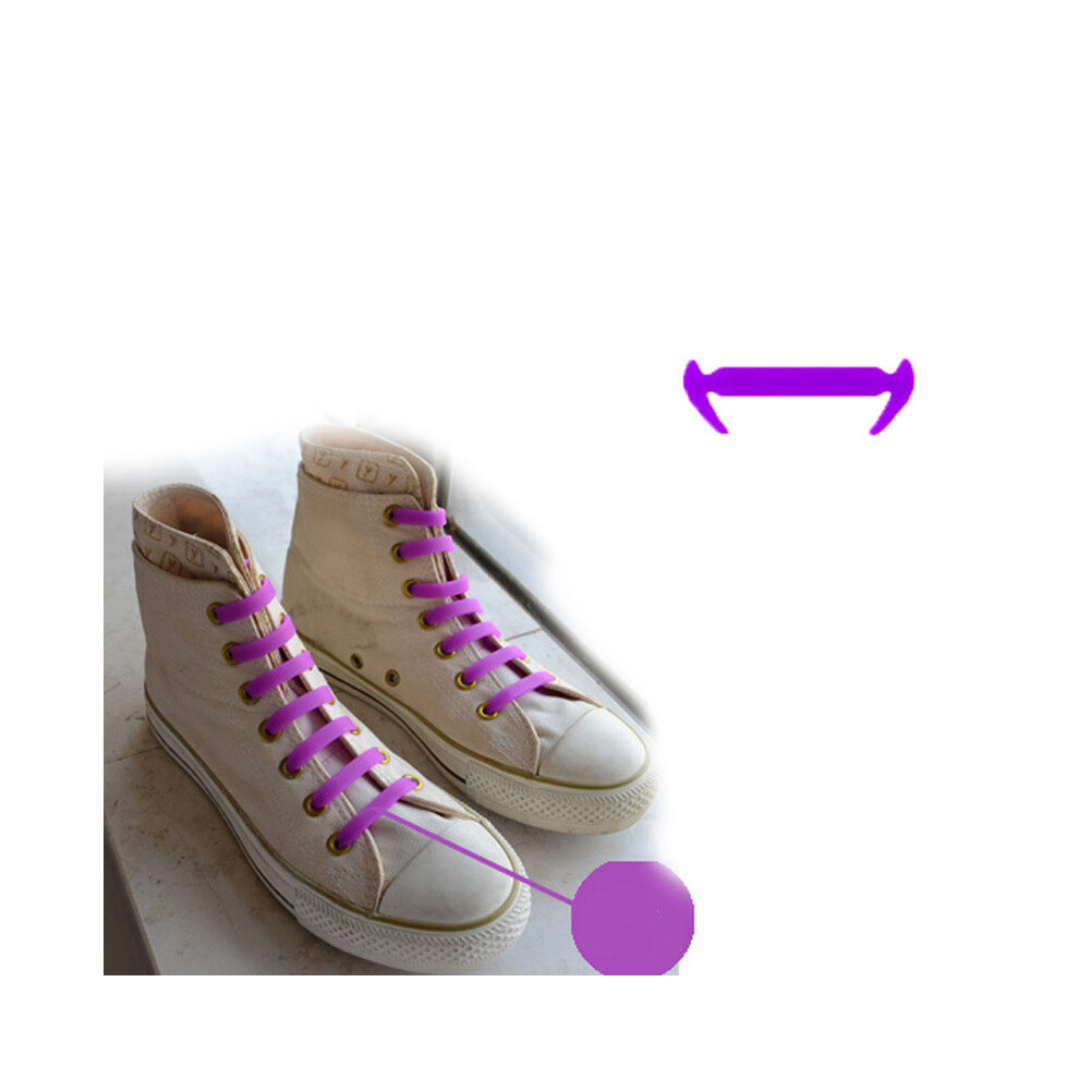 (Purple) 12 Pcs Elastic Shoelaces Silicone Shoe Laces No Tie High Quality Kids Adult Rubber Shoe Lace Outdoor Sneakers Quick Lazy Laces Purple 320997832454