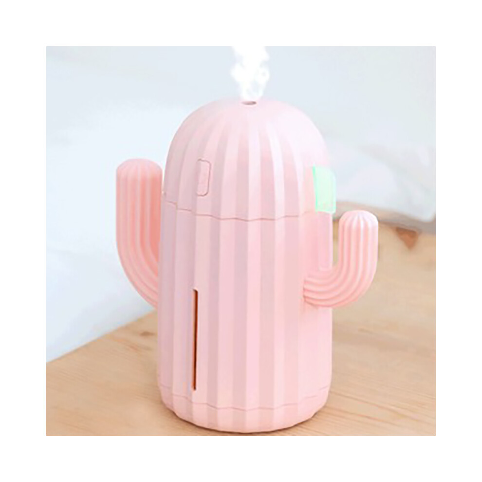 (Pink, Usb) 340Ml Cactus Shaped Air Humidifier Essential Oil Aromatherapy Diffuser Led Purifier 320997837756