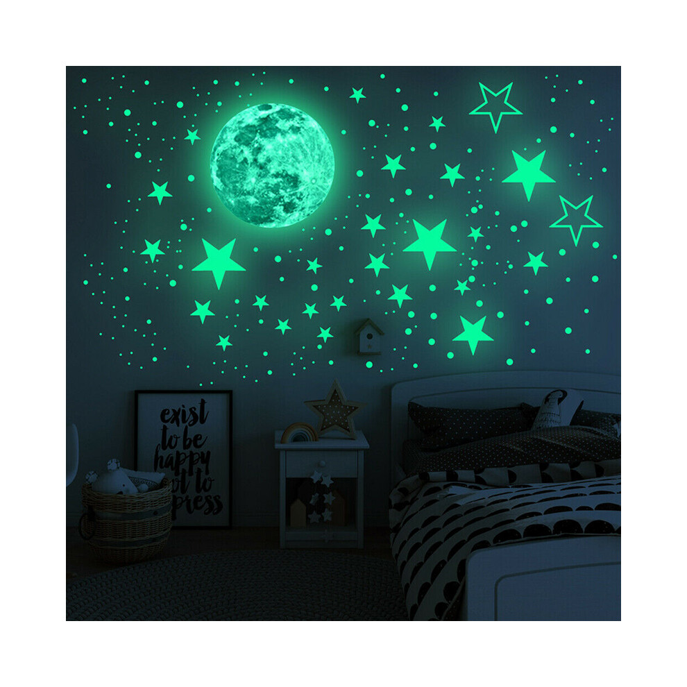 Luminous Dots, Stars & Full Moon Wall Stickers for Kids' Bedrooms