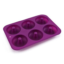 (Dark purple) 6 Company Donut Molds Silicone Baking Pan Cake Non-Stick Baking Donut Maker