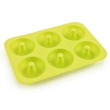 (Green) 6 Company Donut Molds Silicone Baking Pan Cake Non-Stick Baking Donut Maker