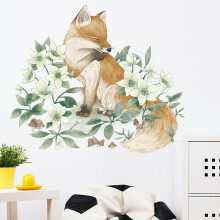 (Fox) Nordic wall sticker deer rabbit fox garland sticker living room painting sti HN